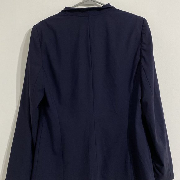 Lafayette 148 New York Blazer Womens 10 Blue Wool Blend Three Button Long Sleeve - Picture 3 of 8